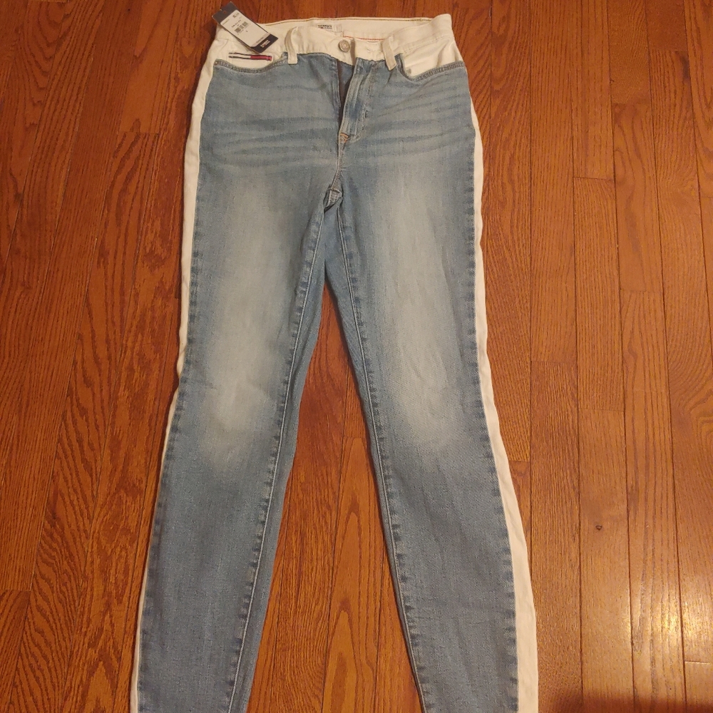 Tommy Hilfiger jeans skinny high rise women's denim blue with white size 0